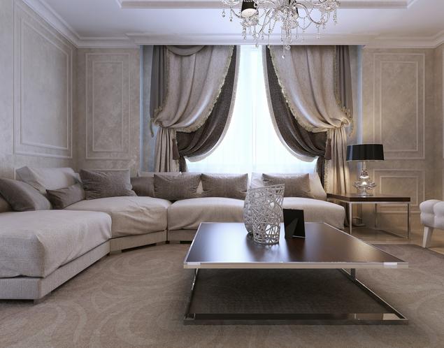 Piękny i elegancki salon w stylu glamour