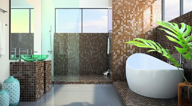 Łazienka z wanną i prysznicem - nowoczesne wnętrze